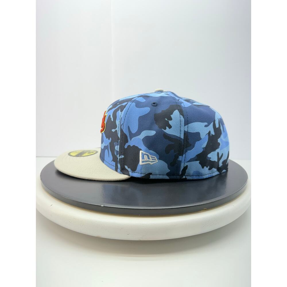 New Era 59Fifty Chicago Cubs Fitted Hat Size 7 5/8 Blue Camo‎ MLB Baseball Cap - Picture 6 of 9